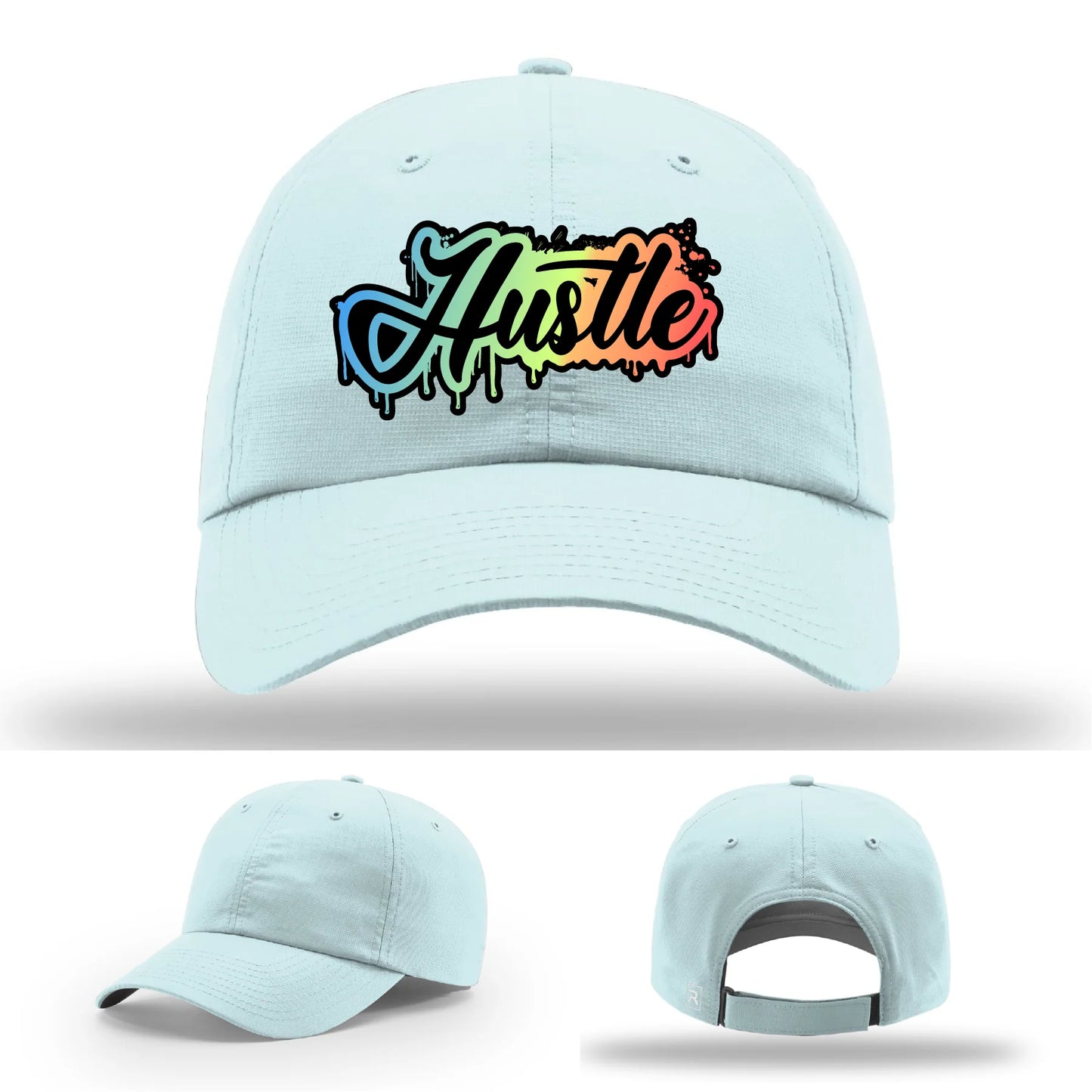 Hustle Leather Patch Hat Graffiti Gradient