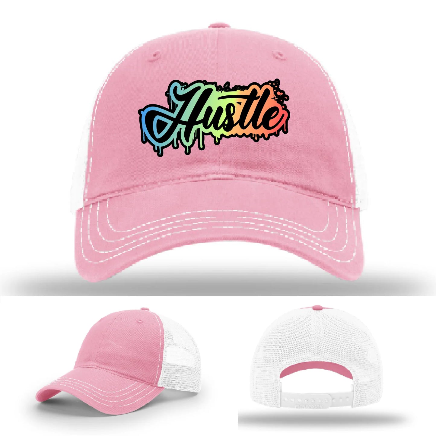 Hustle Leather Patch Hat Graffiti Gradient