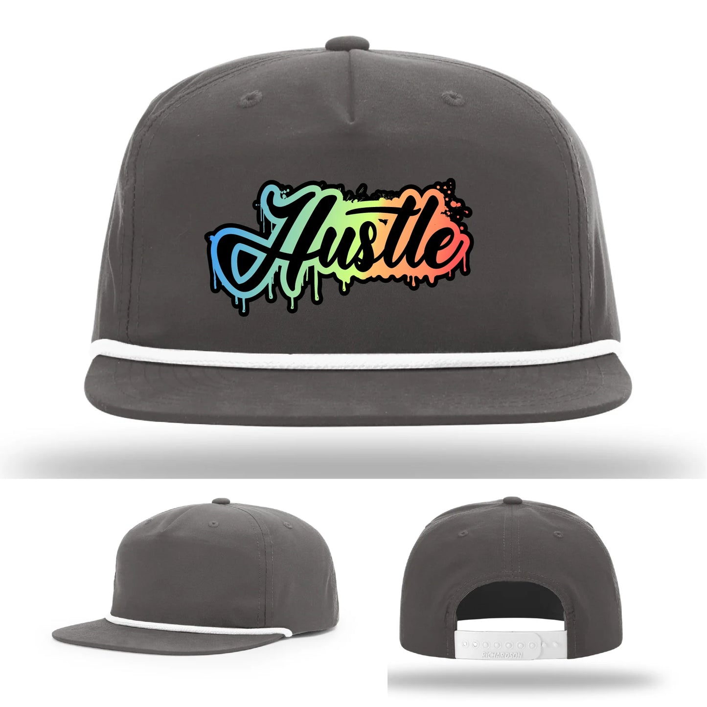 Hustle Leather Patch Hat Graffiti Gradient