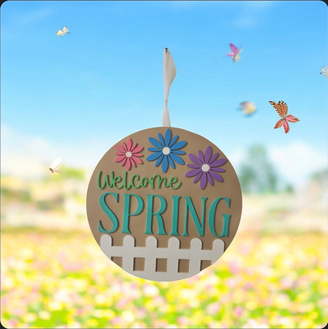12" welcome Spring Sign Decor