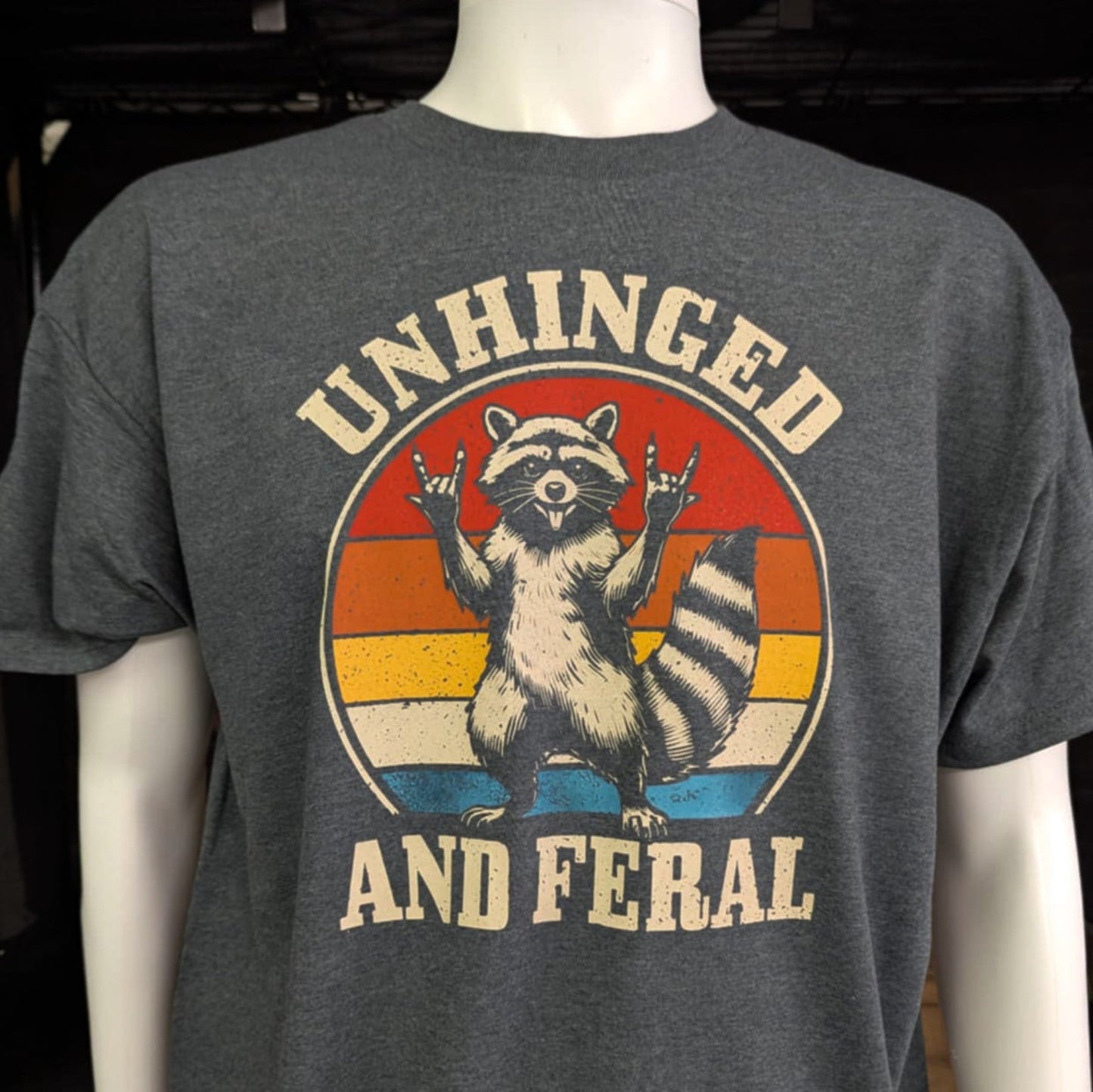 Feral Vibes Graphic Tee Rock On Raccoon