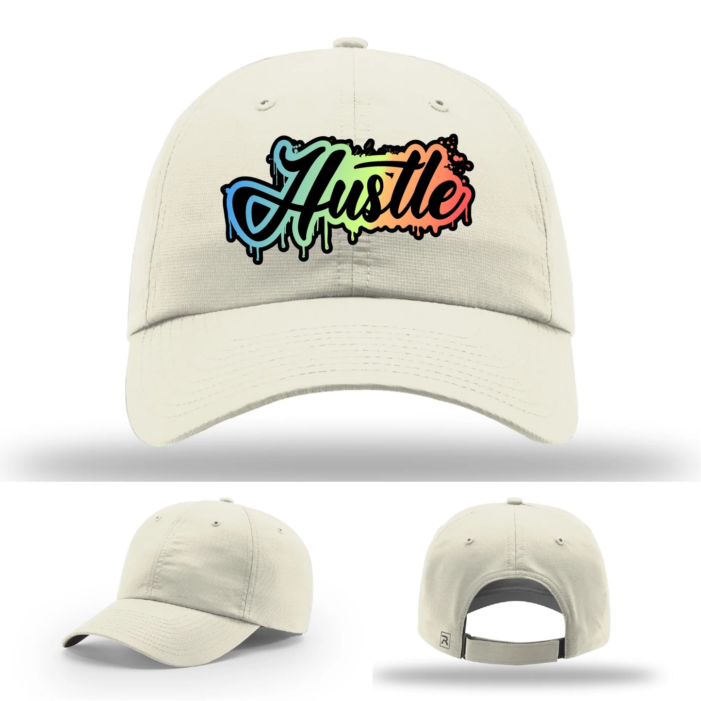 Hustle Leather Patch Hat Graffiti Gradient
