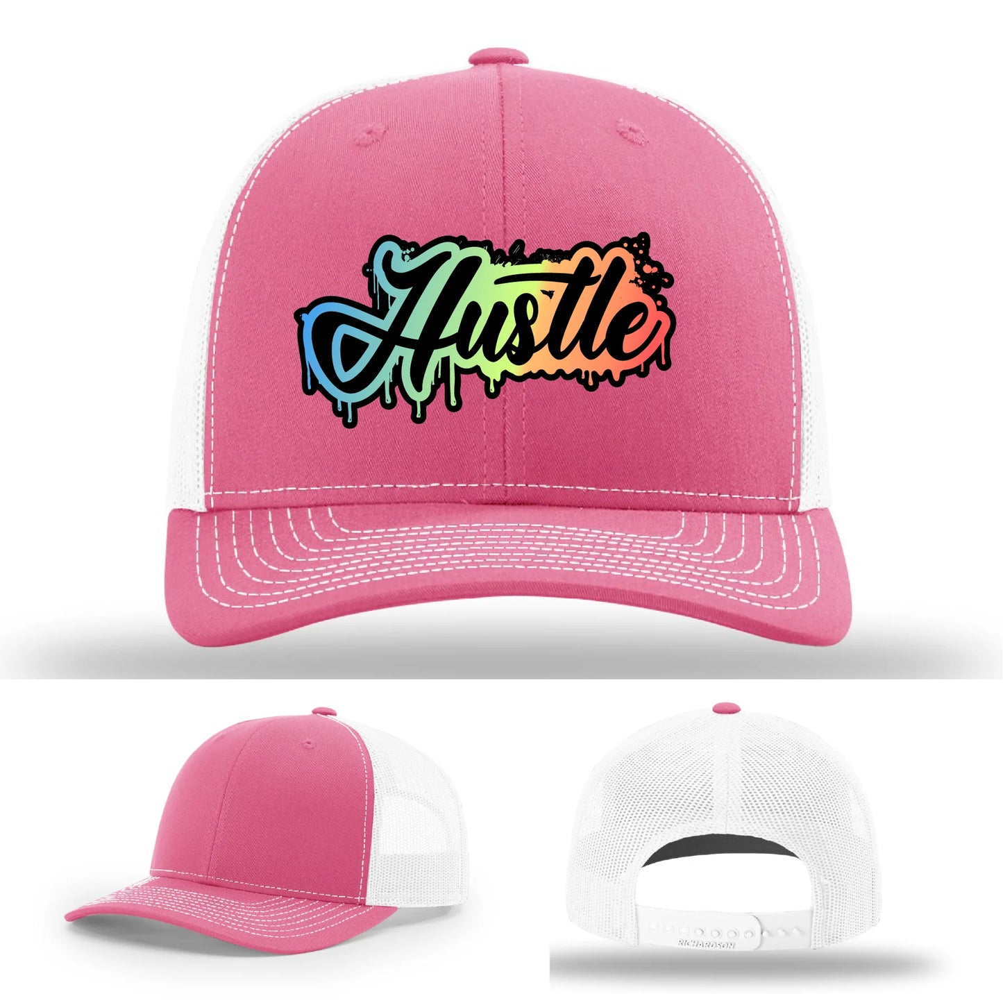 Hustle Leather Patch Hat Graffiti Gradient