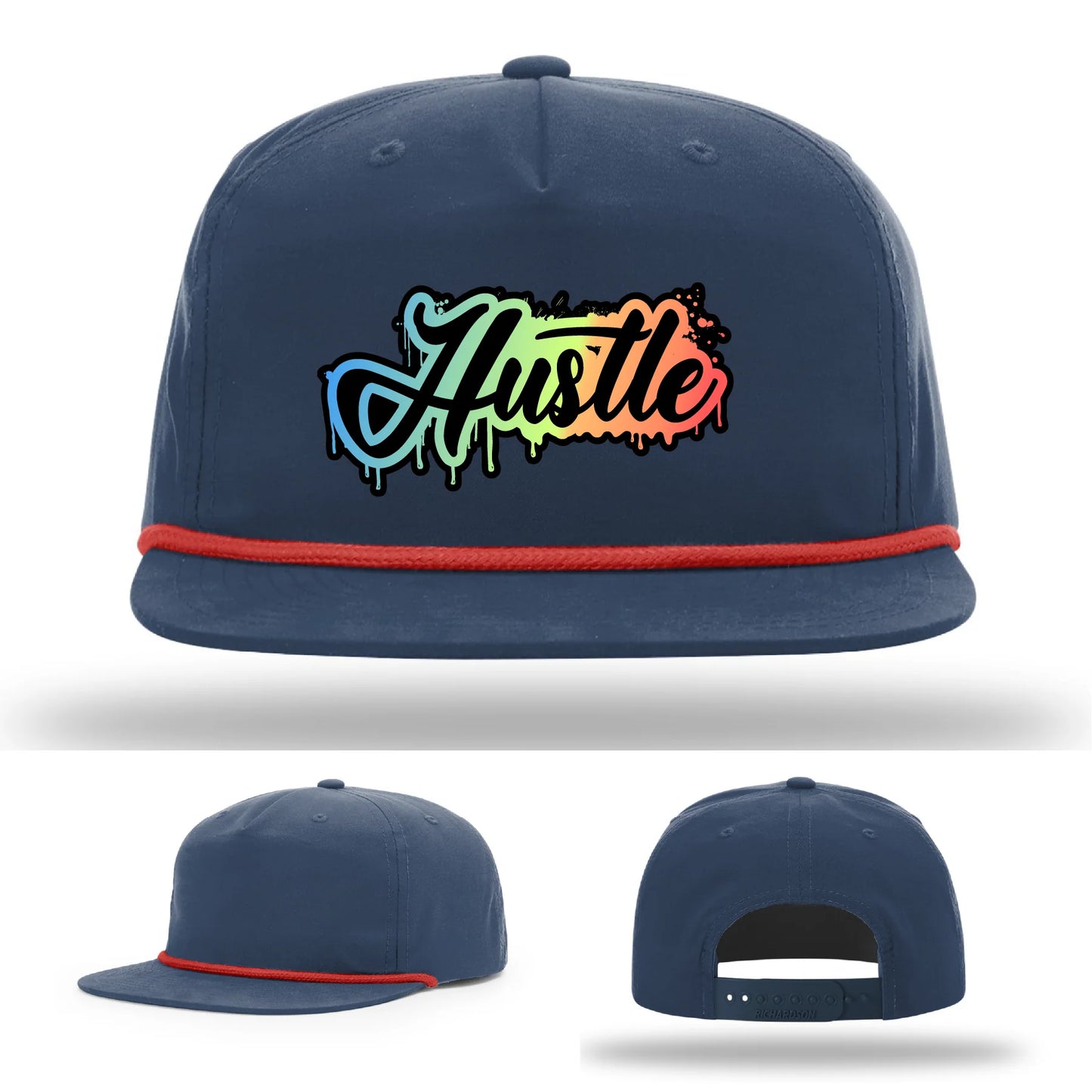 Hustle Leather Patch Hat Graffiti Gradient