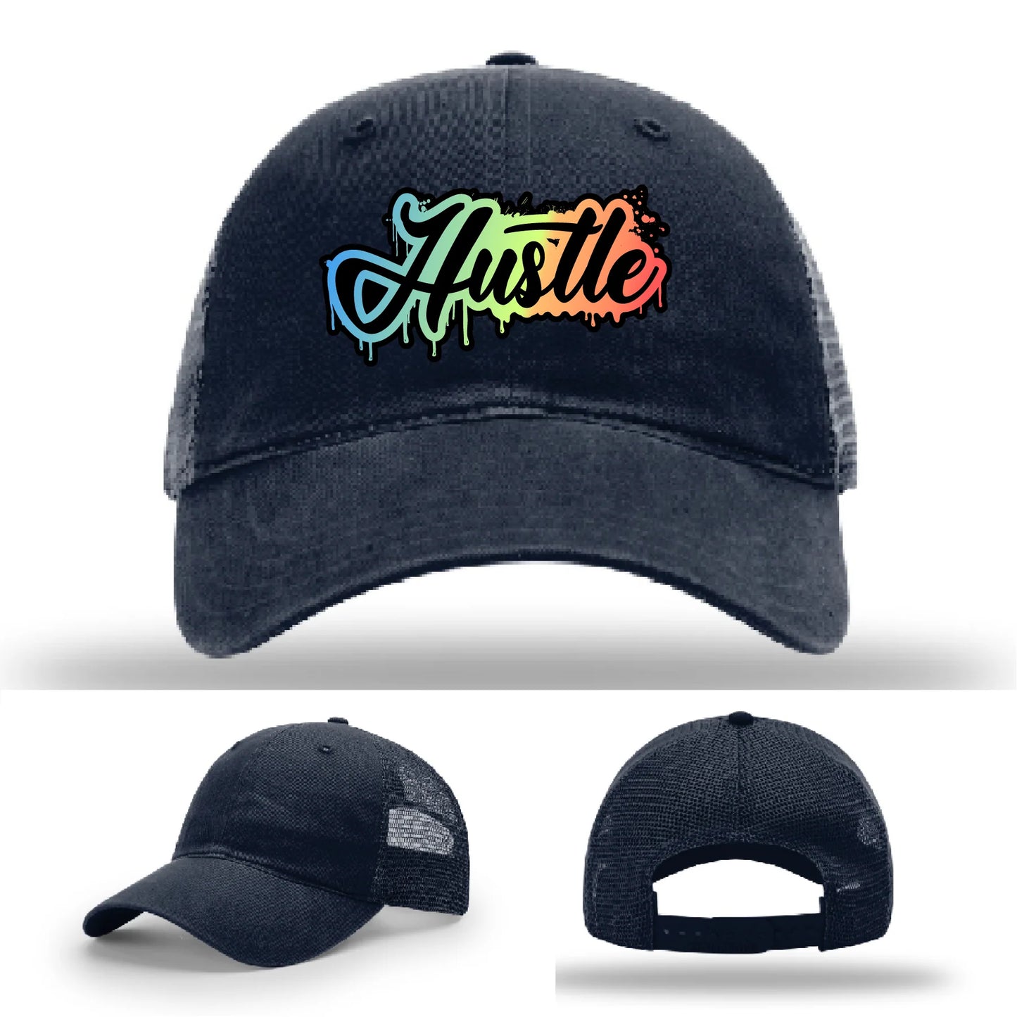 Hustle Leather Patch Hat Graffiti Gradient