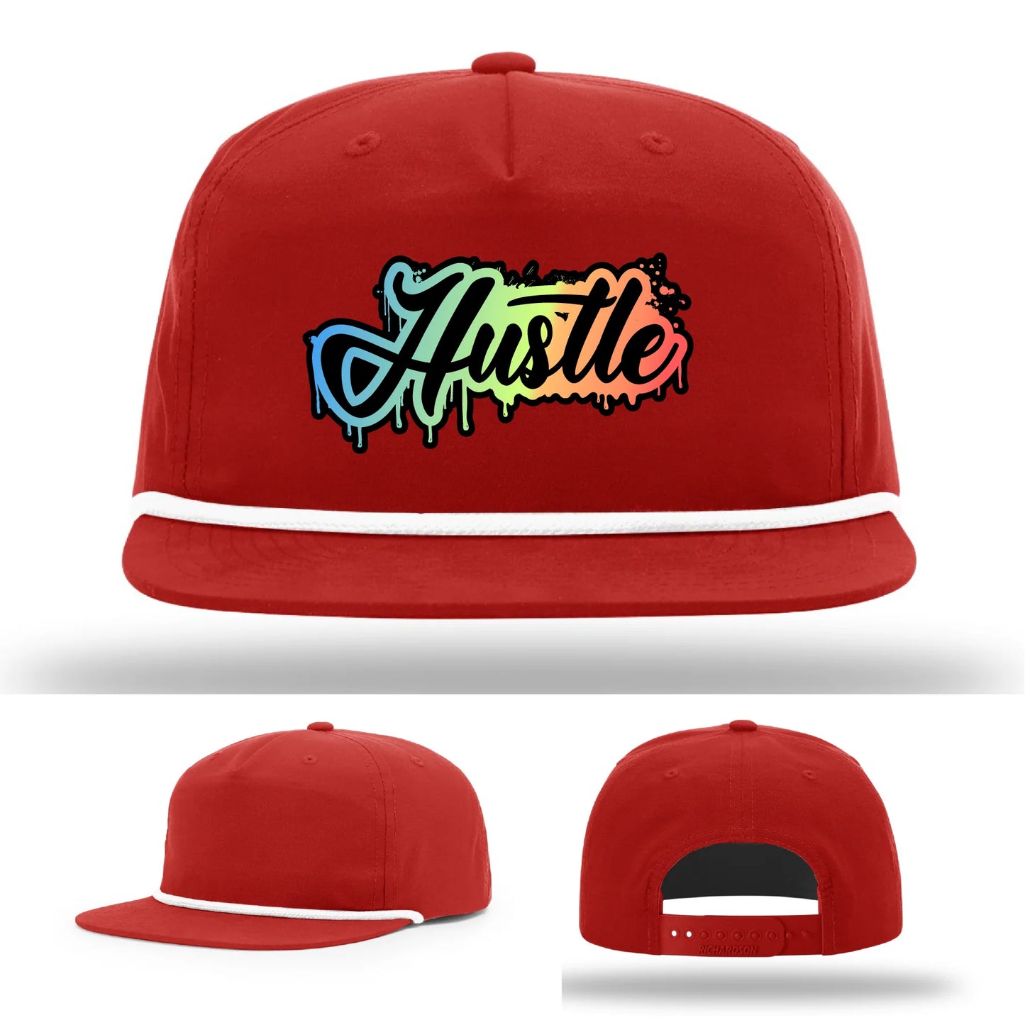 Hustle Leather Patch Hat Graffiti Gradient