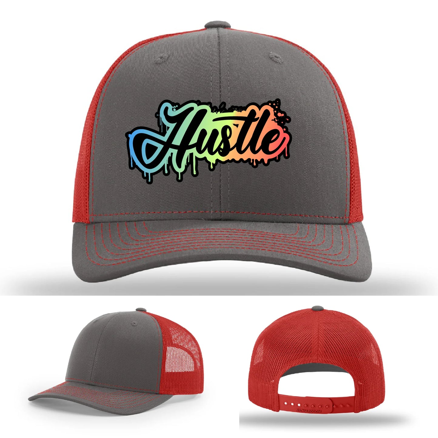 Hustle Leather Patch Hat Graffiti Gradient