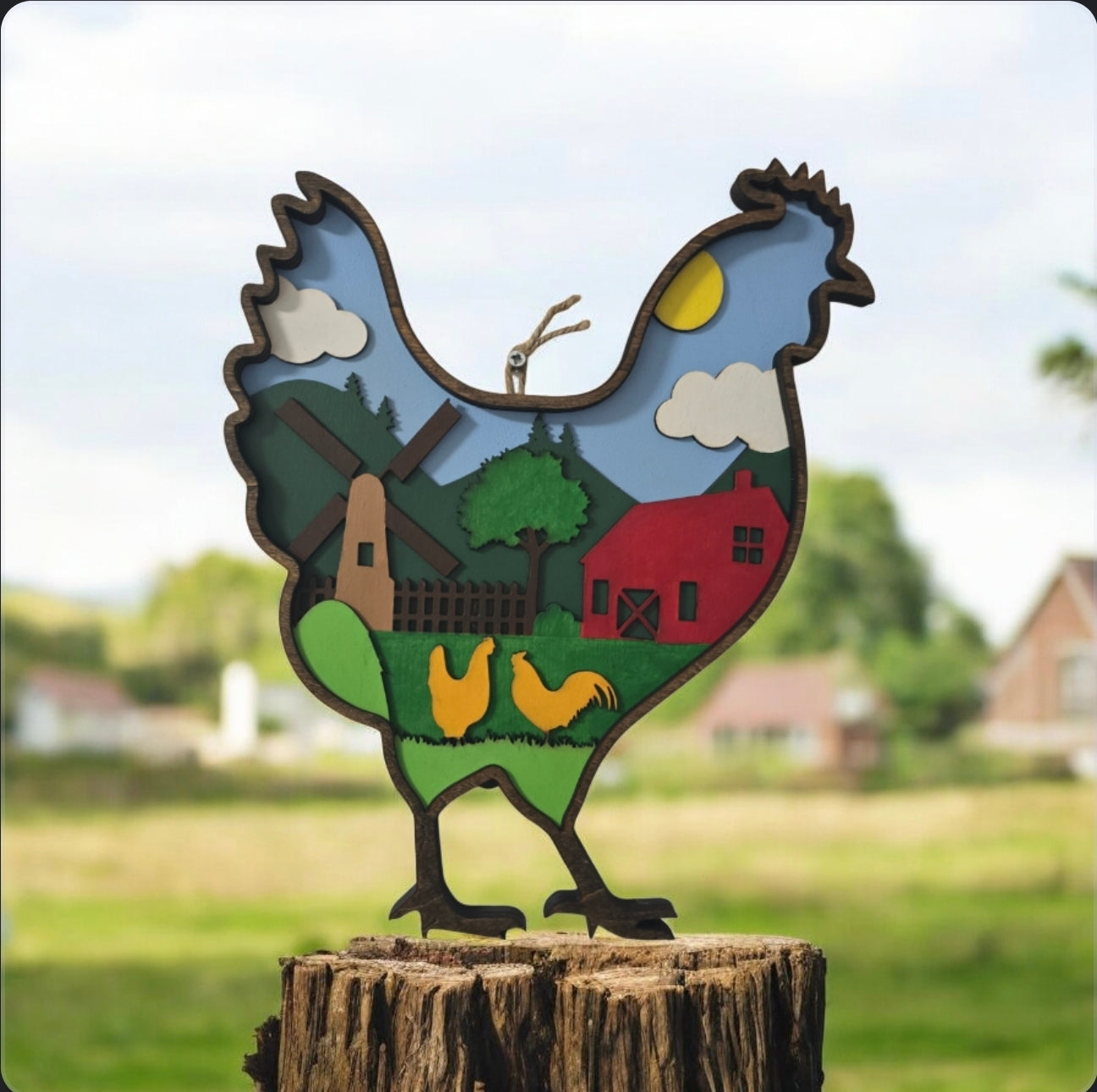 12" layered Chicken Sign