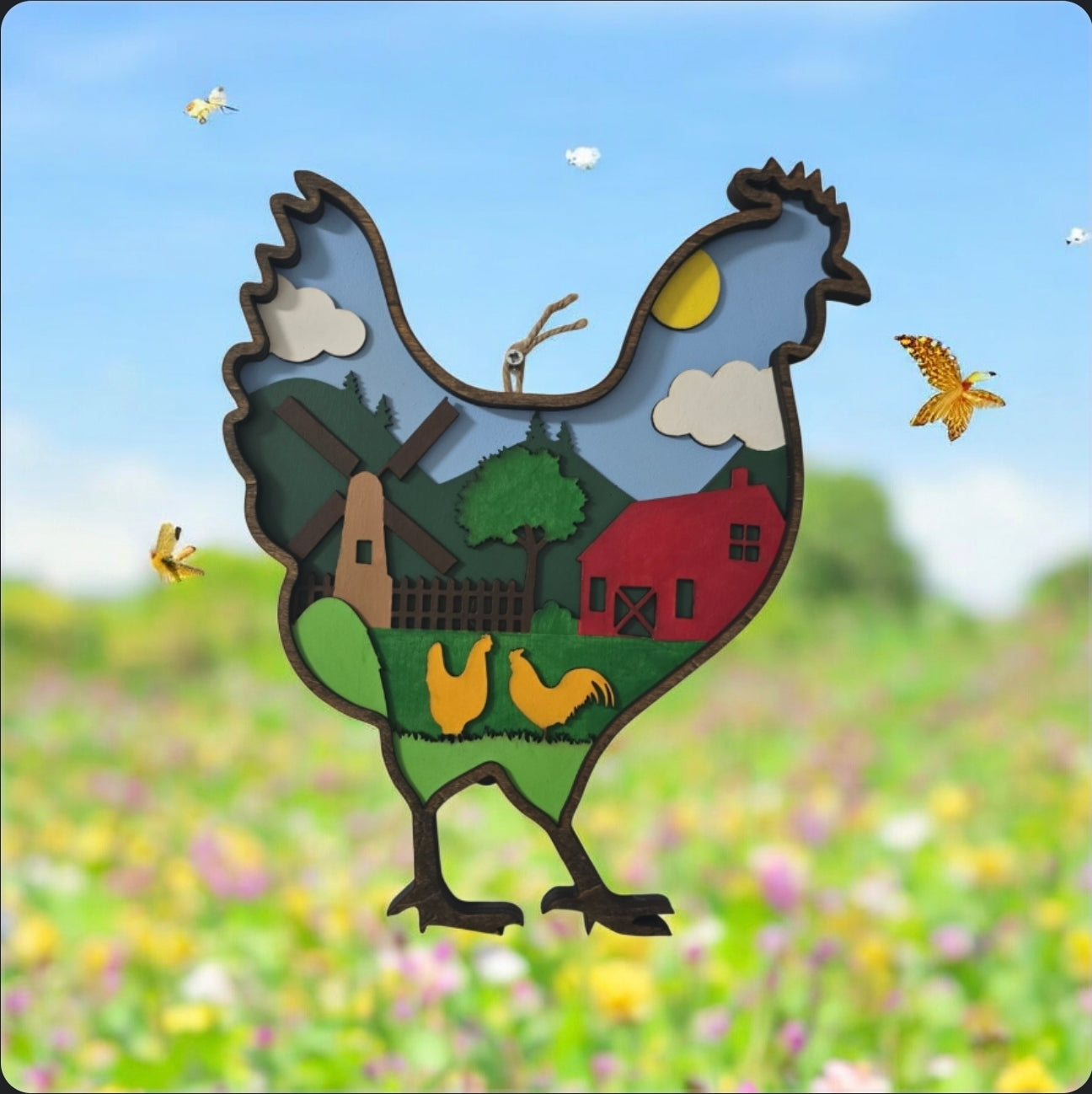 12" layered Chicken Sign